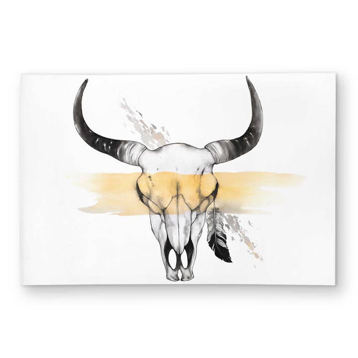 Crânio de Vaca com Pena - Tapete Escandinavo de Animais para Exterior por atacado de BEGIN HOME DECOR