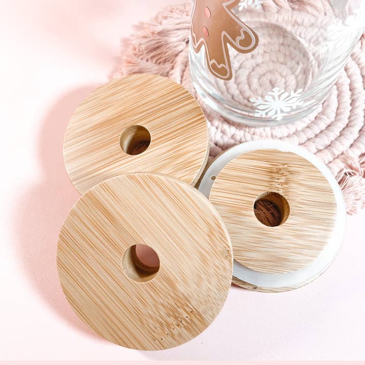 Bamboo Lids for Beer Can Glass Cups for wholesale by RoziesDesigns