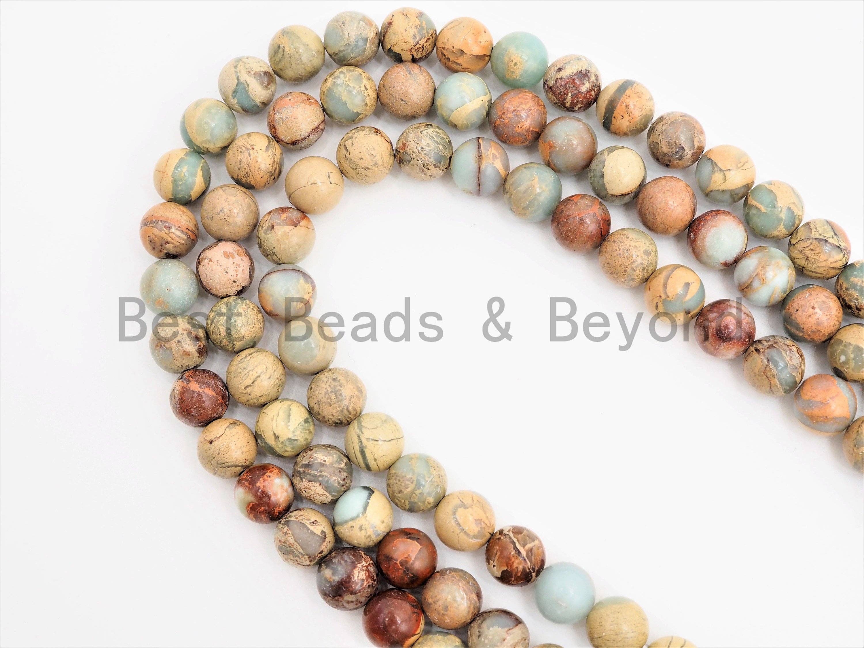 BestBeads&Beyond - Vente Perle - Perles rondes lisses en serpentine naturelle de qualité, diamètres 4 mm/8 mm/10 mm/12 mm, perles d'opale africaine, 39,4 cm de long, SKU#U3123