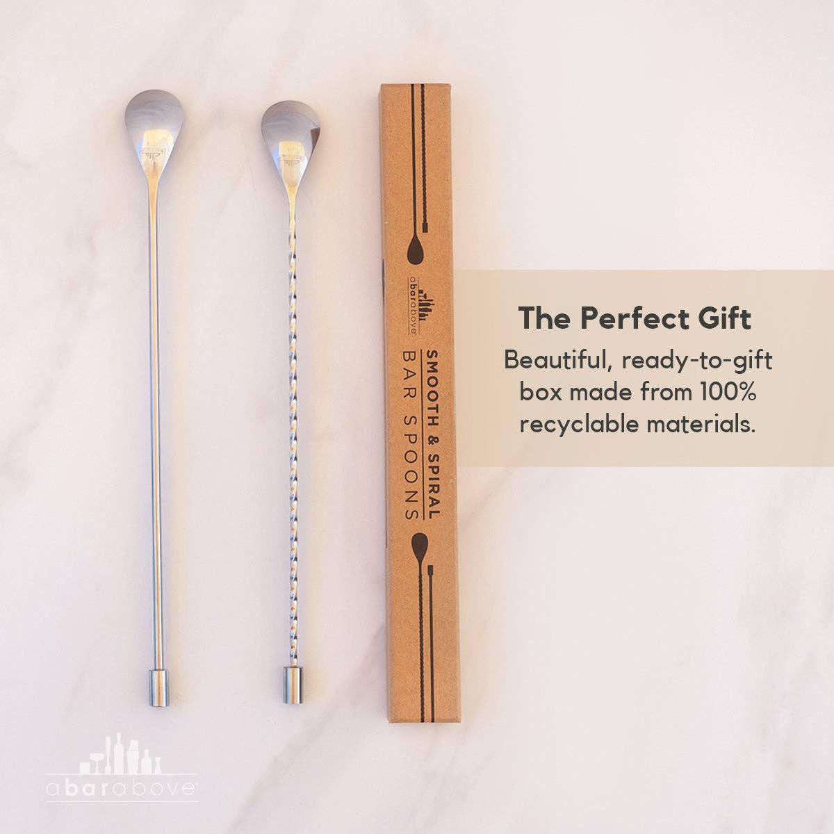 A Bar Above - Wholesale Bar Tool - Bar Spoons (Spiral Handle, Set of 2) Black, Standard Length5