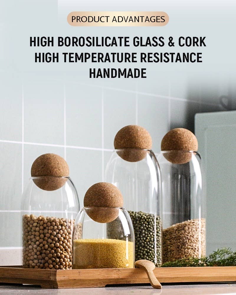 VIGOR – wholesale Jar – Glass Storage Jars with Cork Lid Ball 3 Pack, Clear Canister7