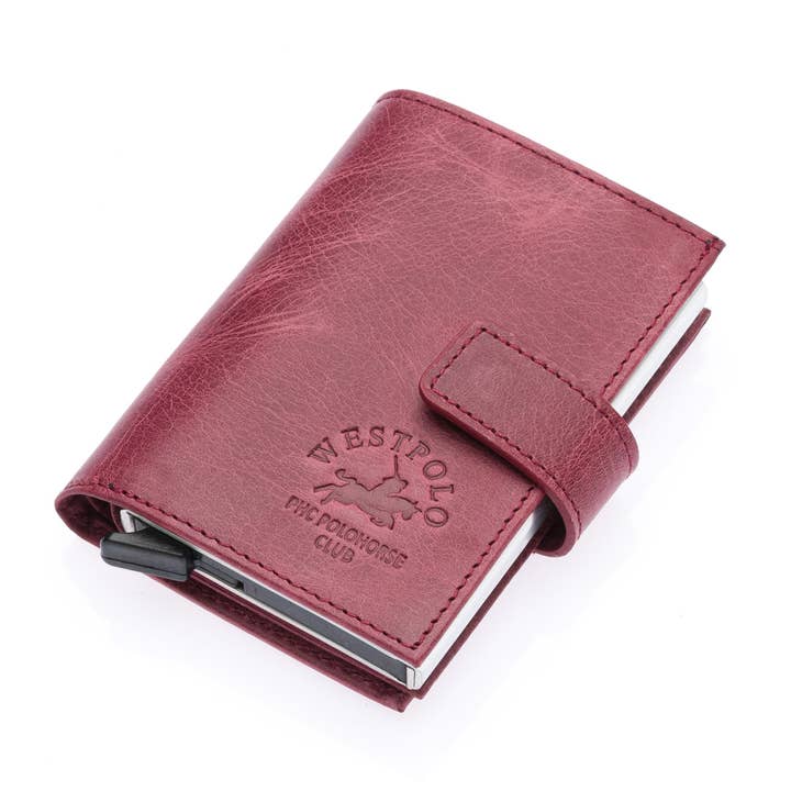 Westpolo Ægte Aged Læder Unisex Punge - Claret Rød for engroshandel hos WESTPOLO