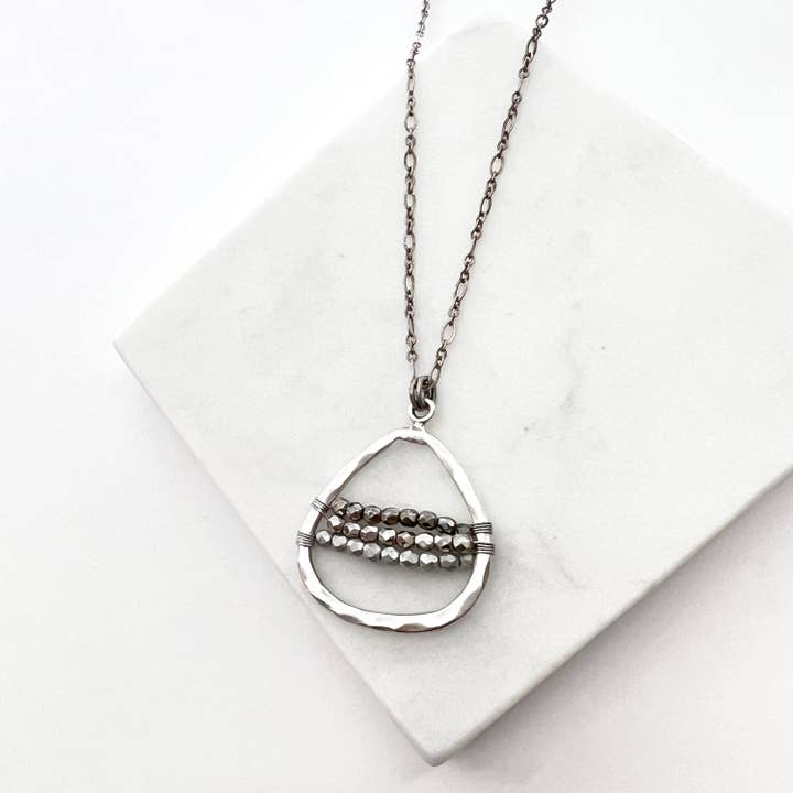 Beaded Open Teardrop Necklace for wholesale by Alison Kelley Designs