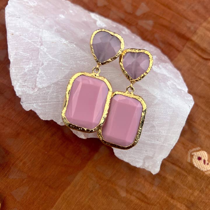 Georgia On My Mind - Wholesale Dangle earrings - Double Stone Earring- Large5