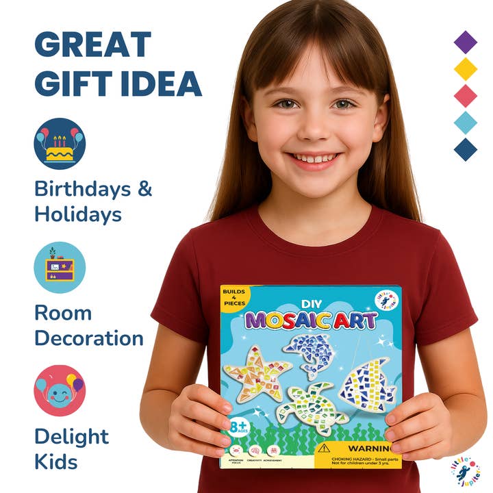 AYK Brand - Wholesale DIY Craft Kit - Kids - DIY Glass Mosaic Art Kit (Sea Creatures - 4pcs)5