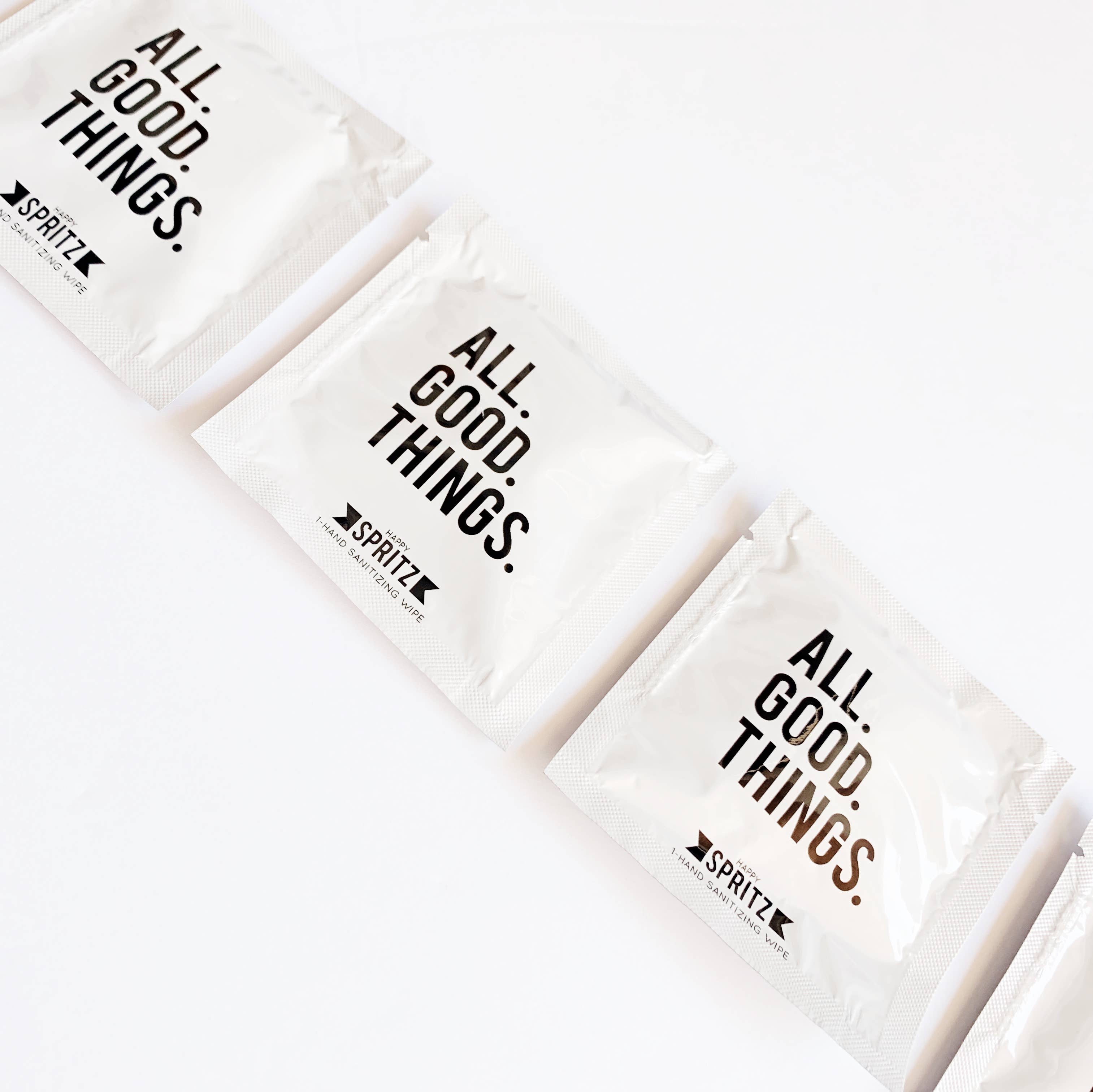 Happy Spritz - Wholesale Hand Sanitizer - All Good Things Hand Sanitizing Towelettes - 30 count bag4