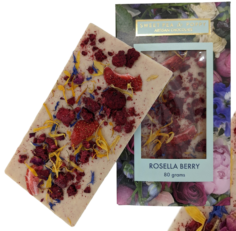 Sweet Pea & Poppy - Wholesale Chocolate - Rosella Berry Artisan Chocolate Bar0