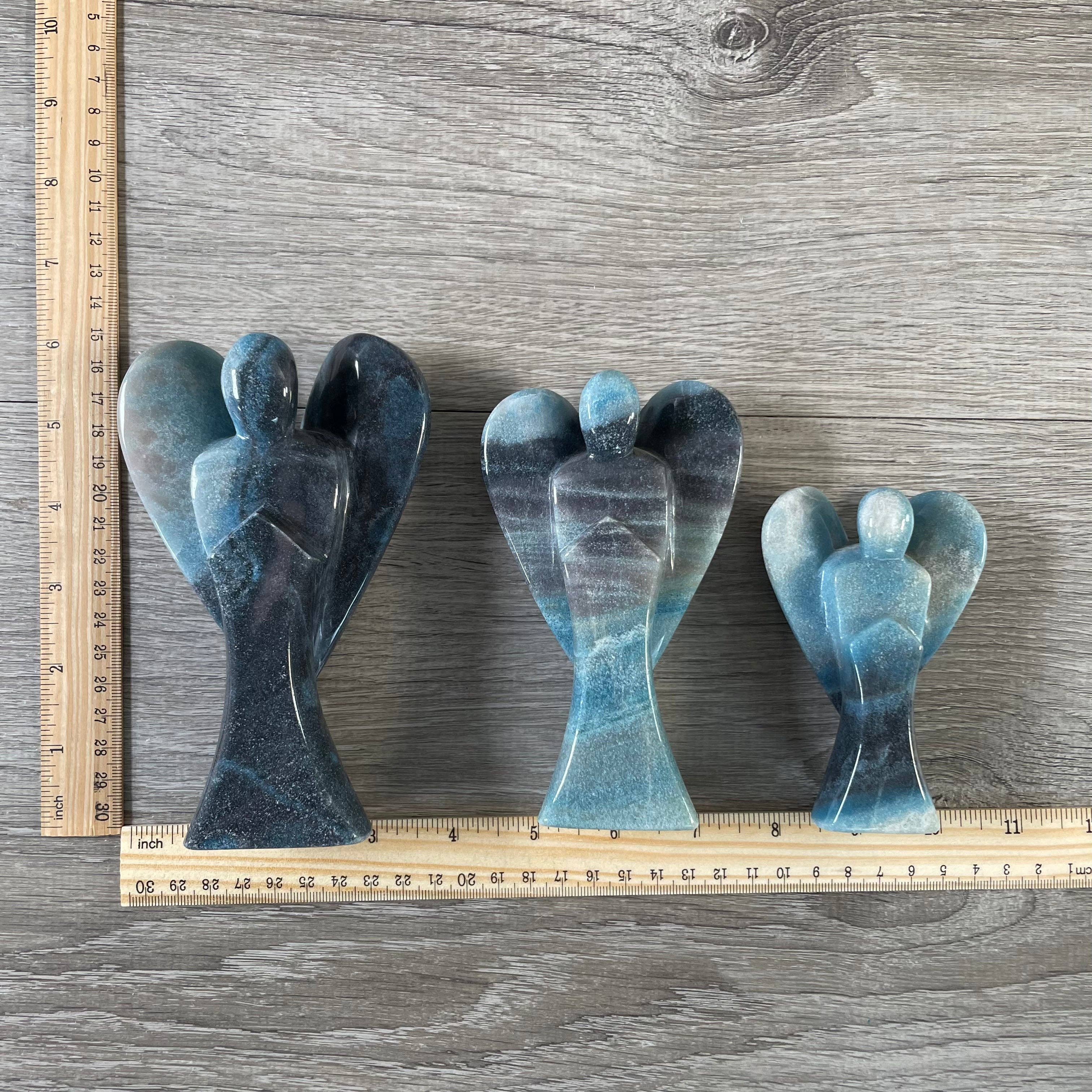 Keystone Crystals - Vente Pierre et cristal de spiritualité - Lot de 3 grandes figurines d'anges en pierres précieuses sculptées21