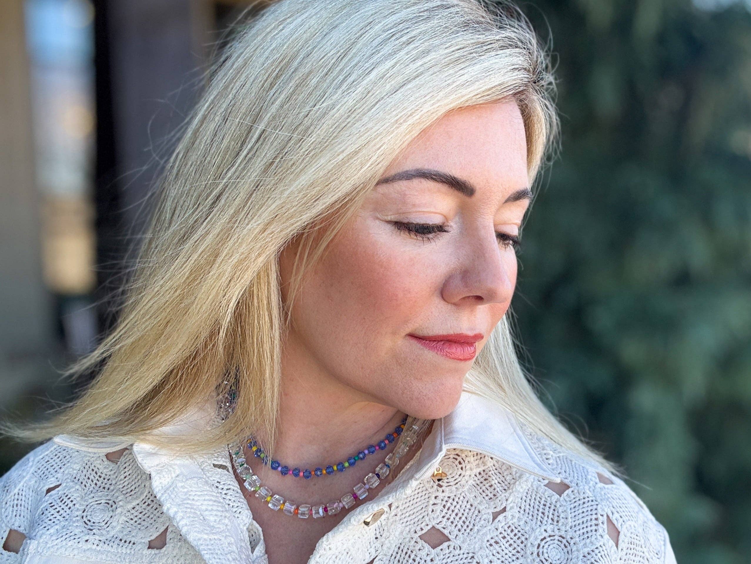 Taylor Elliott Designs – wholesale Beaded/pearl necklace – Beaded Necklace - Blue + Multi-Colored - Camille5