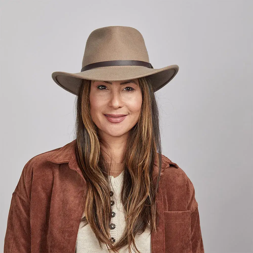 American Hat Makers - Wholesale Fedora - Unisex - Crushable Wool Felt Outback Hat - Style Pathfinder10