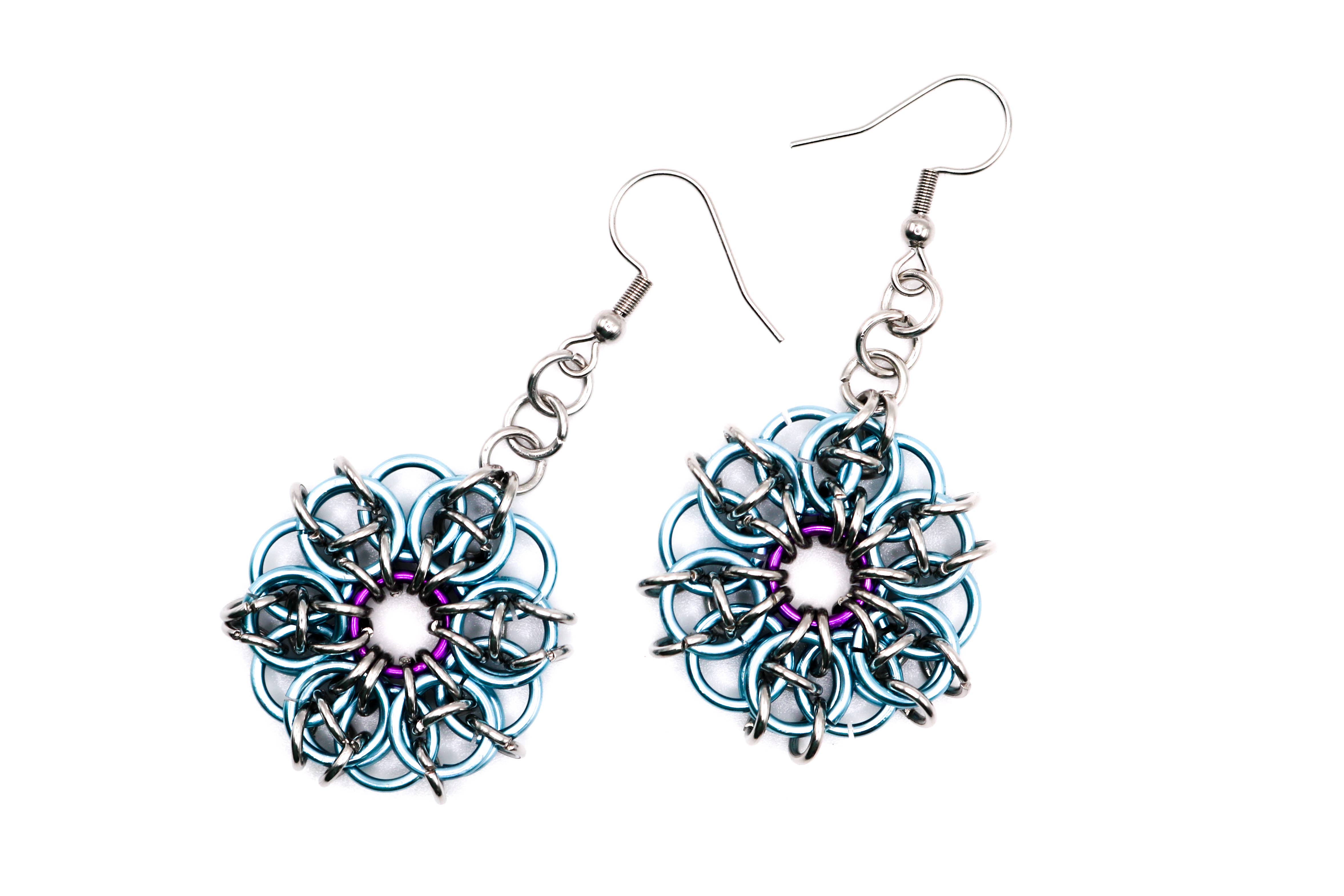 Synthetic Youths - Wholesale Dangle Earrings - Colourful Celtic Flower Chainmaille Earrings9