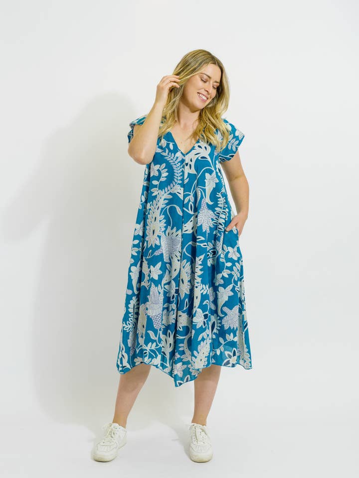 Maheno Dress In Blue Paisley for wholesale by Mozaic by Euro Dreaming