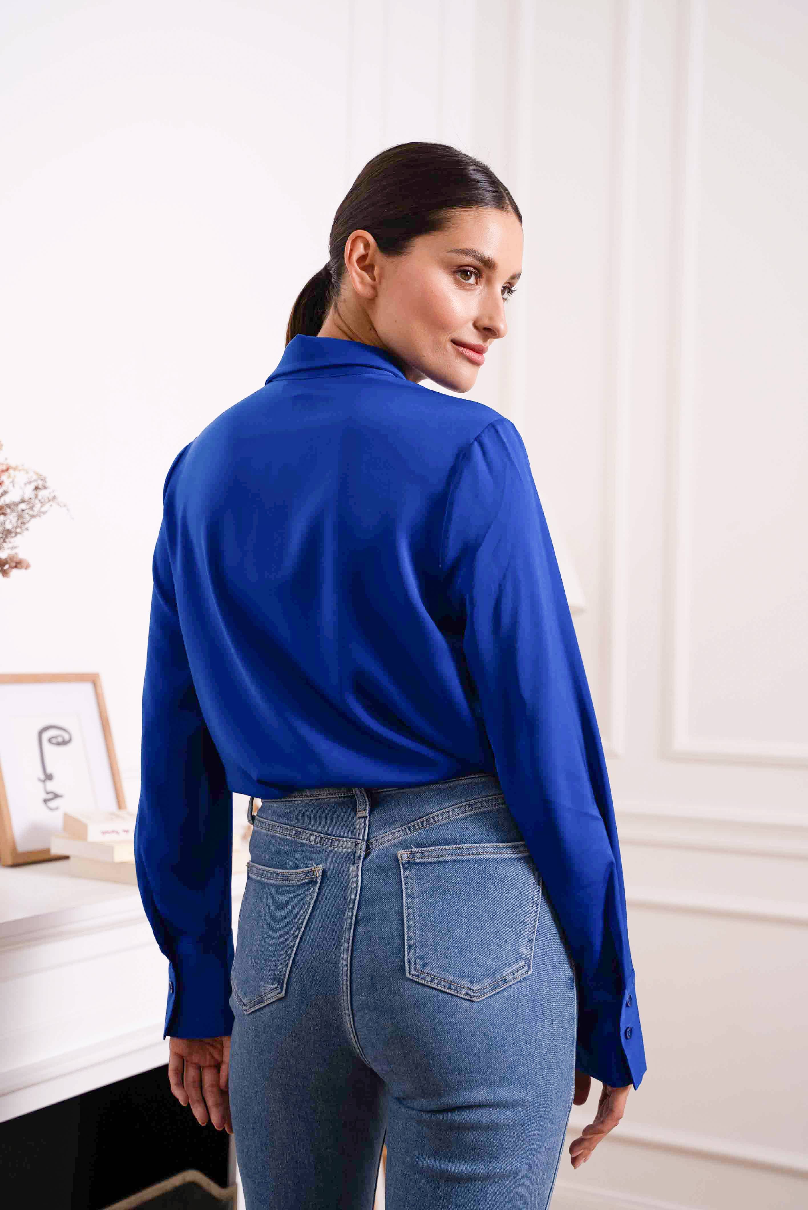 Attentif Paris - Wholesale Button Down Shirt - Women's - Satin shirt with classic notched collar42