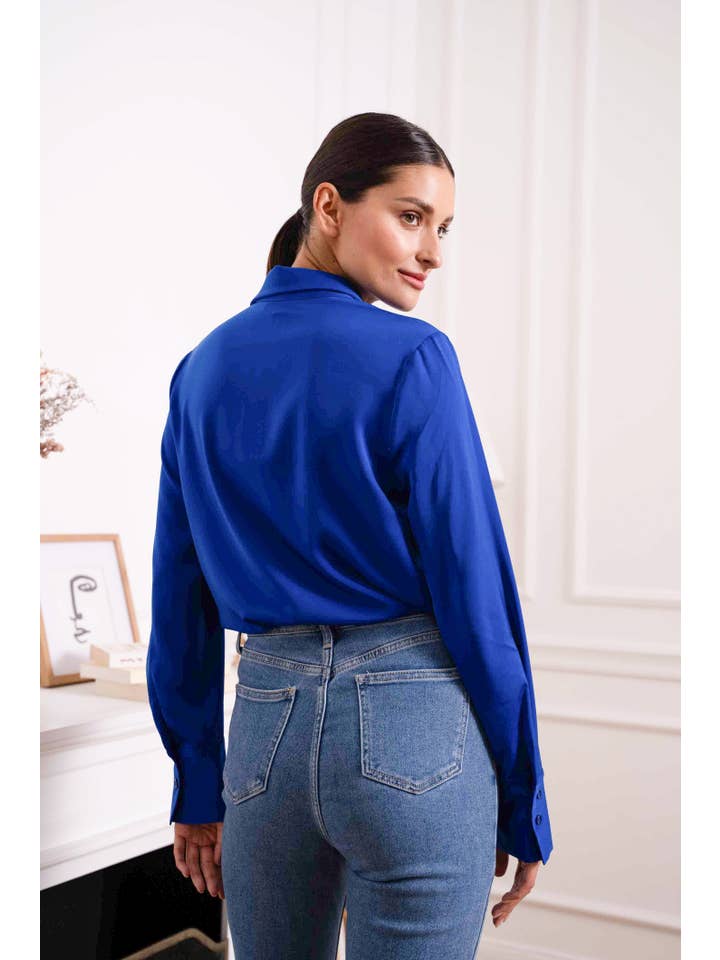 Attentif Paris - Wholesale Buttoned-down shirt – Women's - Satin shirt with classic notched collar42