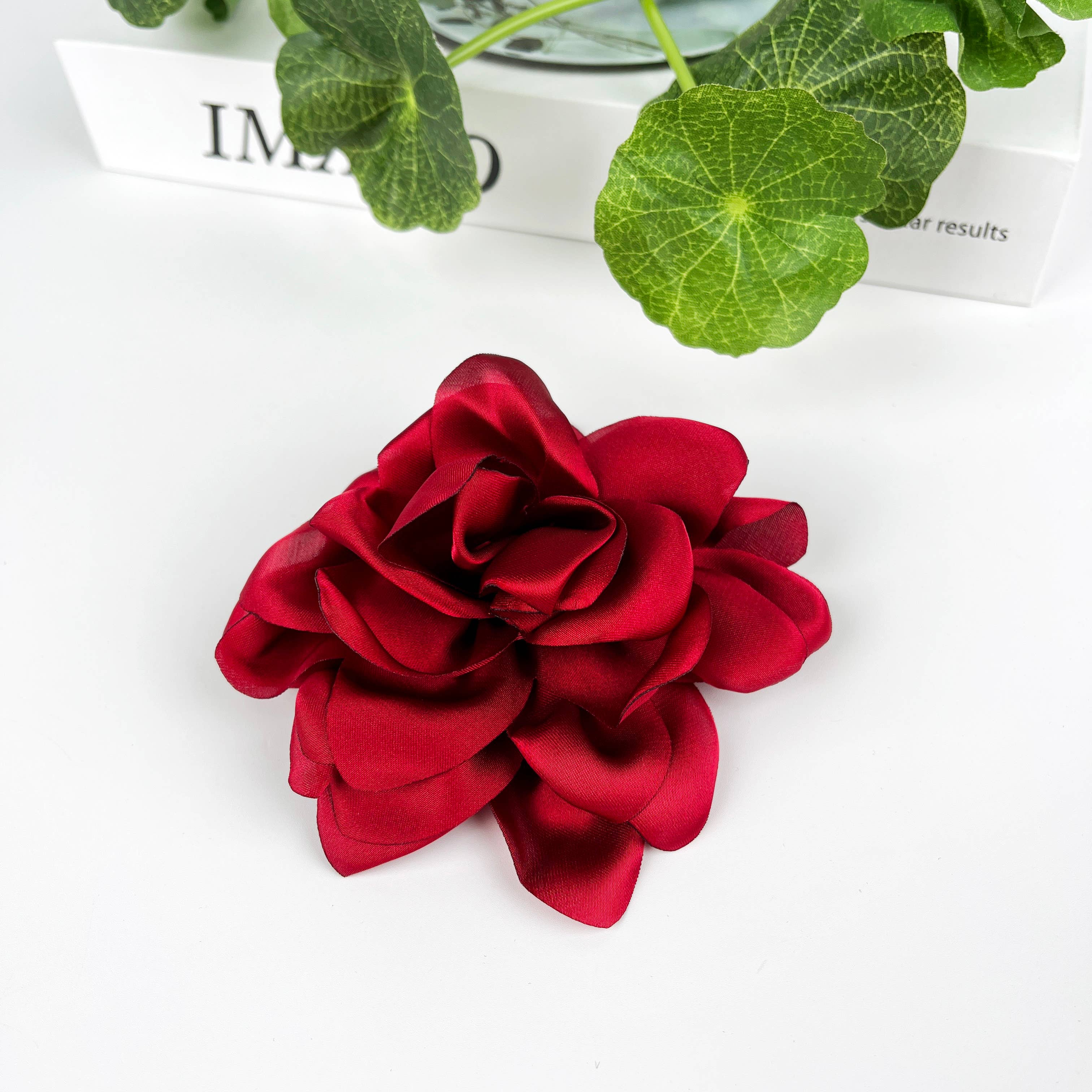 SoapElenGlen - Wholesale Hair Clip - Women's - Fabric Flower Hair Clips, Rose Duckbill Clip5