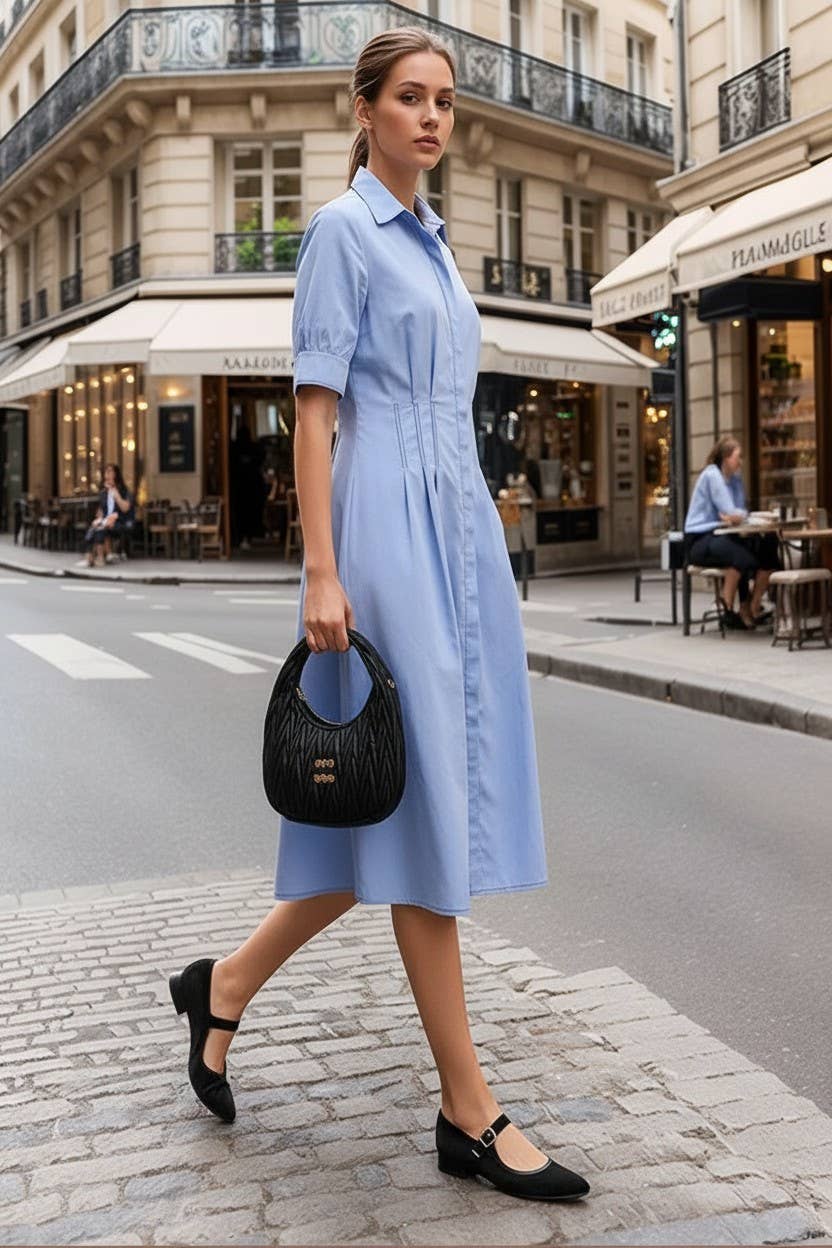 VAVA by Joy Han - Wholesale Dress - Women's - CONTRAST STITCH DETAIL W/SHORT SLEEVE MIDI DRESS7