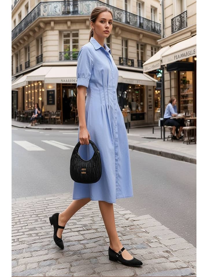 VAVA by Joy Han - Wholesale Dress - Women's - CONTRAST STITCH DETAIL W/SHORT SLEEVE MIDI DRESS7