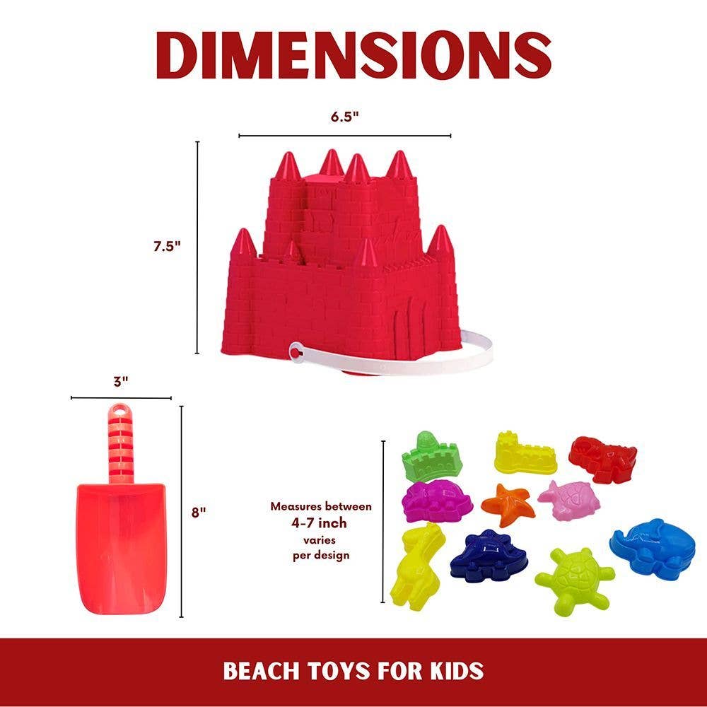 4E's Novelty - Wholesale Beach/Pool Toy - Kids & Baby - 13 Beach Sand Toys - Bucket, Shovel, Molds & Mesh Bag3