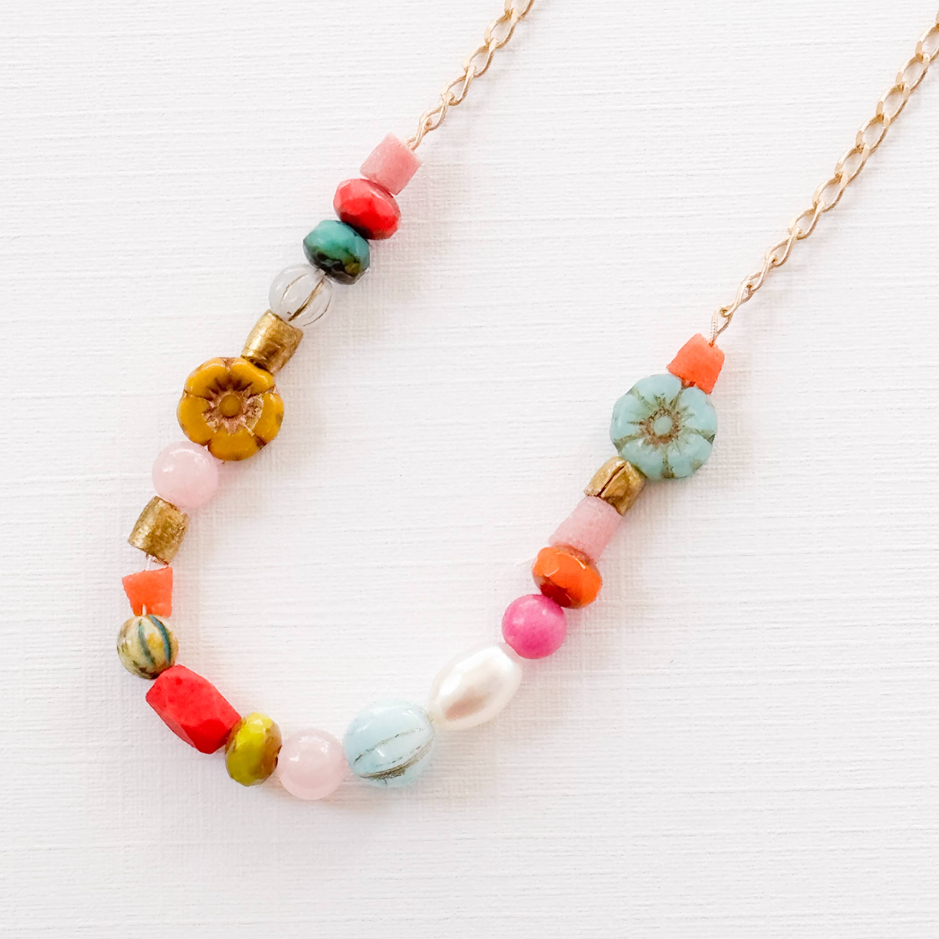 Nest Pretty Things - Wholesale Beaded/Pearl Necklace - Dainty Pearl Flower and Recycled Bead Necklace 1