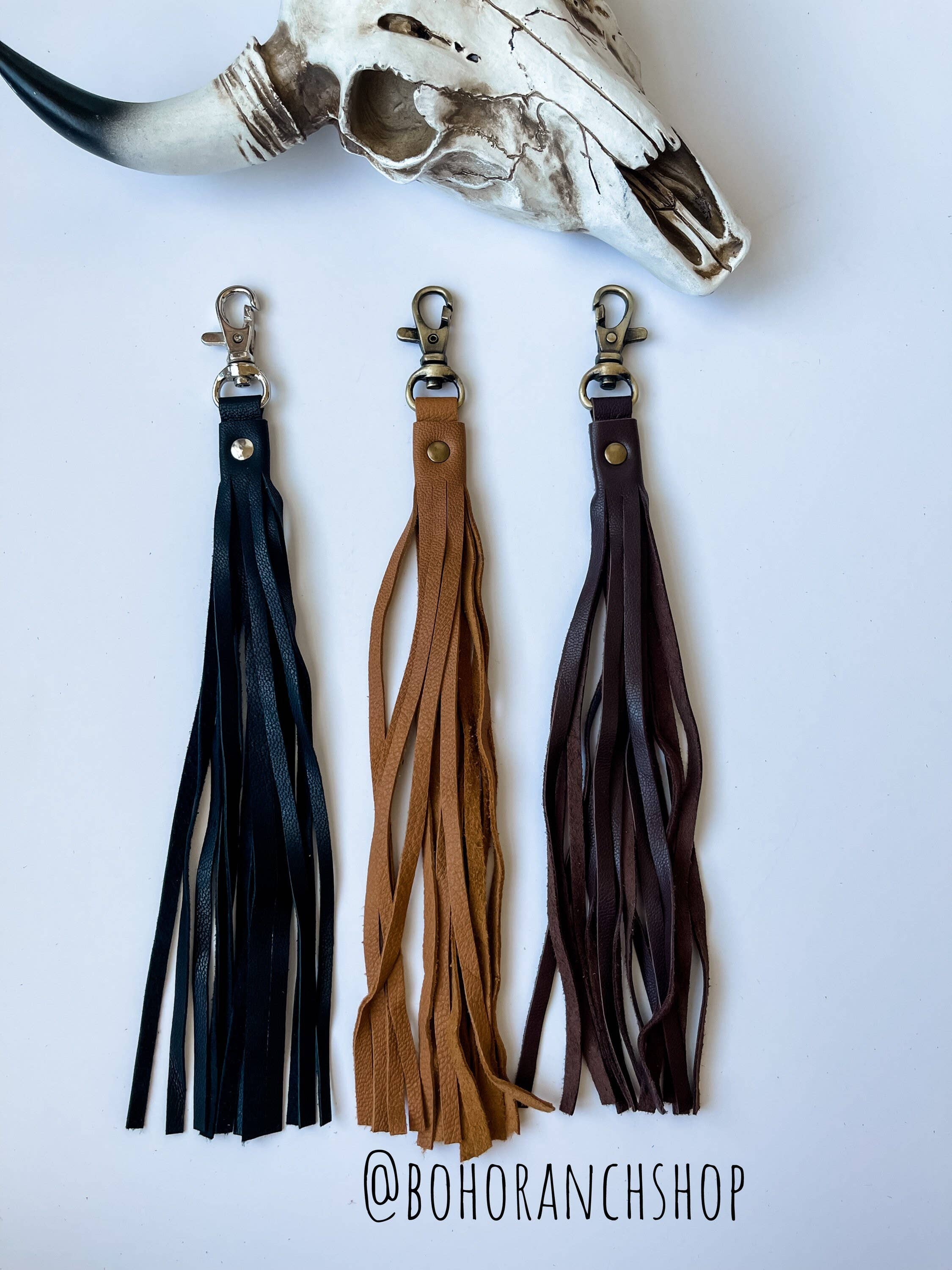 Boho Ranch Shop - Wholesale Keychain - Women's - Leather Fringe Keychain - Tassel Fringe Keychain0