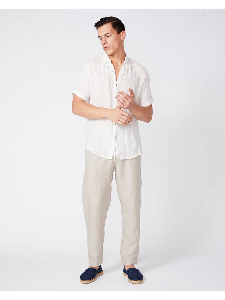White Linen Rami Shirt for wholesale on Faire