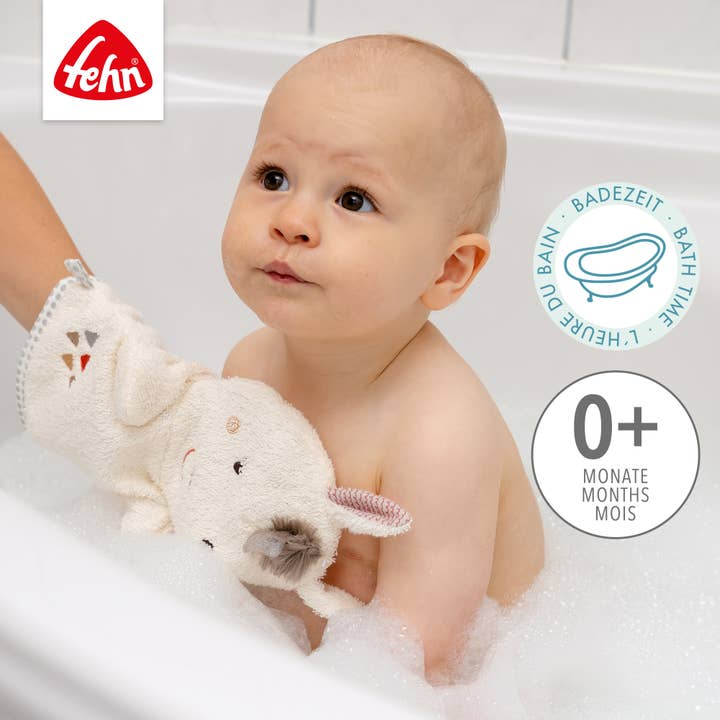 Fehn – wholesale Tvätthandske - Barn och baby – Lama tvättvante - tvättduk med djurtryck