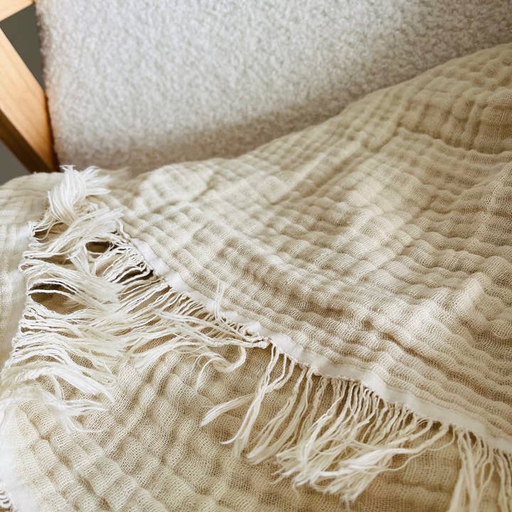 Mama and Tochter - Wholesale Throw Blanket - Organic Cotton Musli 4 Layer Throw Blanket - Oatmeal