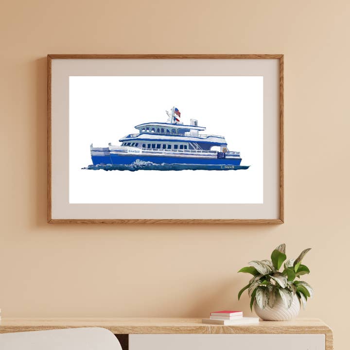 Ranger Ferry / Bald Head Island / Oinramad Utskrift för wholesale av Elizabeth Sheats Art & Design