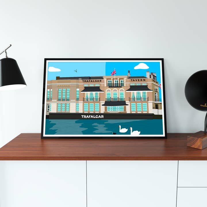 Trafalgar Tavern, Greenwich, London - Art Print for wholesale by JezzzDesigns