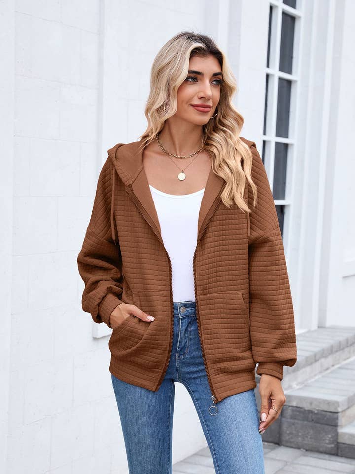 Hope & Sunshine - Wholesale Hoodie – Women's - Solid Full-Zip Hoodie with Pockets7