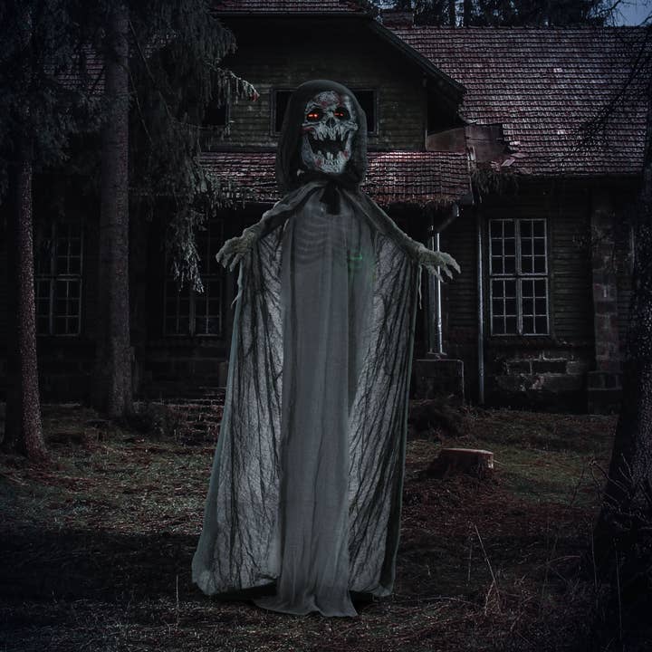 39F Inc. - Wholesale Outdoor Ornament/Decor - Outsunny 74' Life Size Outdoor Halloween Decorations Skeleton Witch, Animated Prop Animatronic Decor with Sound and Motion Activated, Light Up Eyes and Chest, Howling and Chain Sound7