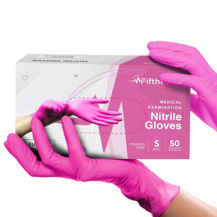 FifthPulse Nitrile Exam Gloves - Fuchsia - Box of 50 - S for wholesale by ShopHomeMed