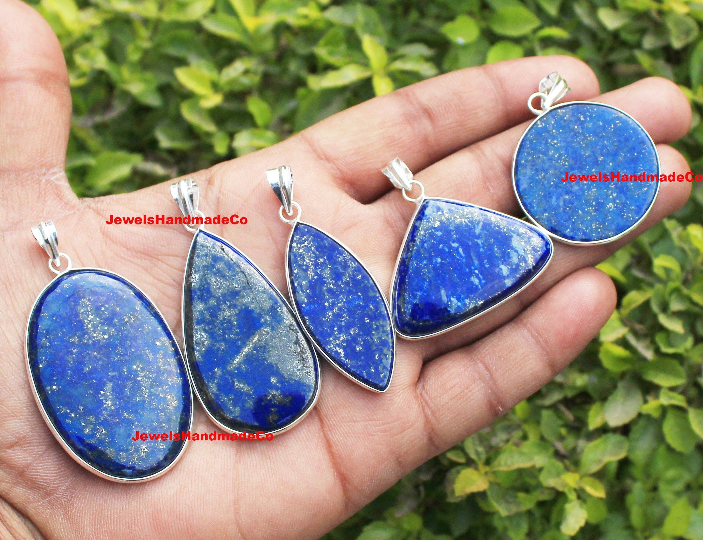 Handmade Jewels - Wholesale Individual Charm/Pendant - Lapis Lazuli Minimalist Pendants -  Handmade, Silver-Plated, Wholesale17