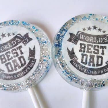 Homespun Parties - Wholesale Lollipop - Father's Day, World's Best Dad Lollipops w/Matching Sugars