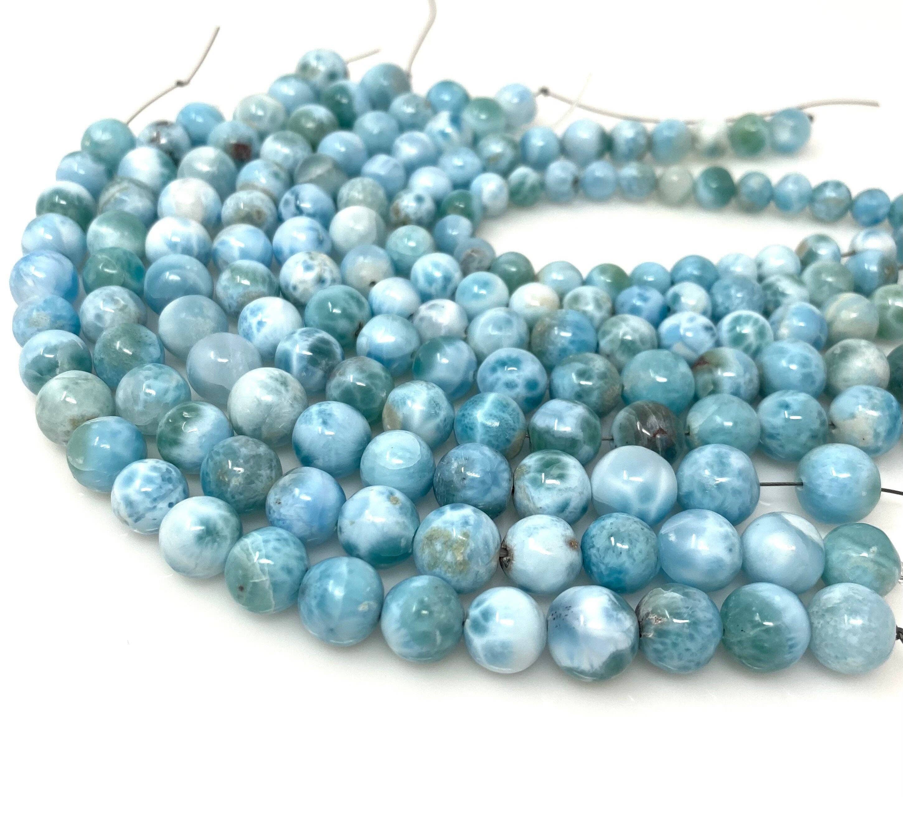Akstar Gems – wholesale Pärlor – Larimar Pärlor, Ädelsten Pärlor, Äkta Dominikanska republiken Larimar Pärlor - AAA Quality Atlantis Stone, Karibiska stenpärlor, 7” Strand3