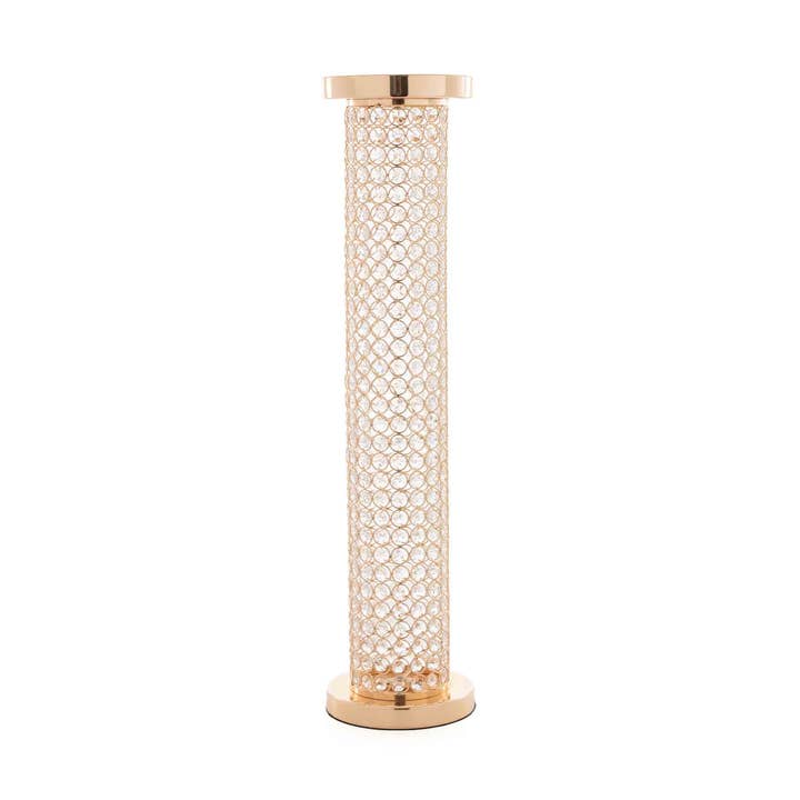 Crystal Cylinder Centerpiece Riser 30" - Gold for wholesale by Portofino International Trading, USA