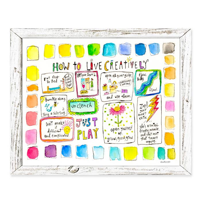 'How to Live Creatively' by Sandy Gingras Shelf Art for wholesale by Sweet Gumball Inc.