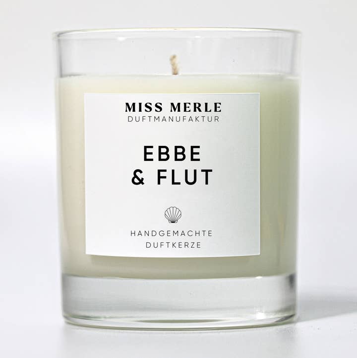 MISS MERLE Duftmanufaktur - Wholesale Jar/Filled Candle - Scented Candle EBBE & FLUT 150g - Fresh Sea Breeze0