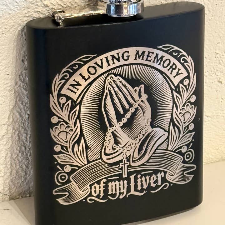 Flask - 'Em Memória Amorosa do Meu Fígado' por atacado de Tres Cuervos