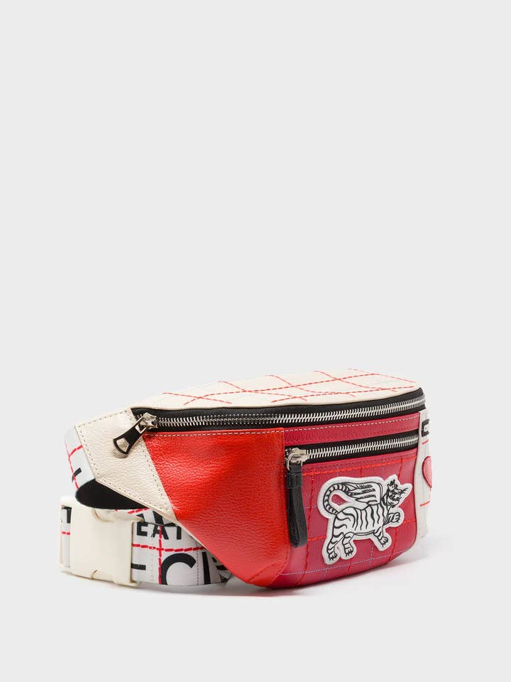 Harold Bolsa de Cintura Vermelha em Pele - Design Lovestitch por atacado de Min & Mon