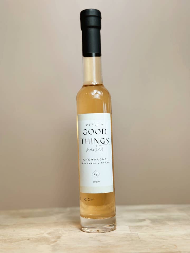 Vinaigre balsamique au champagne pour la vente par Wendi’s Good Things Market