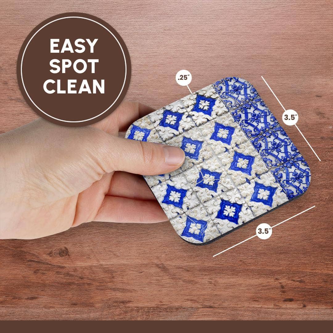 3dRose - Wholesale Koffiemok - 3dRose, Portugal, Porto, Handgeschilderde keramische tegels versieren gebouw. 2, Onderzetter13