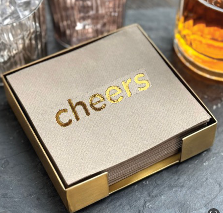 Lined Design – wholesale Engångsservett – Mässingspläterad cocktailservettvärdinnesats0