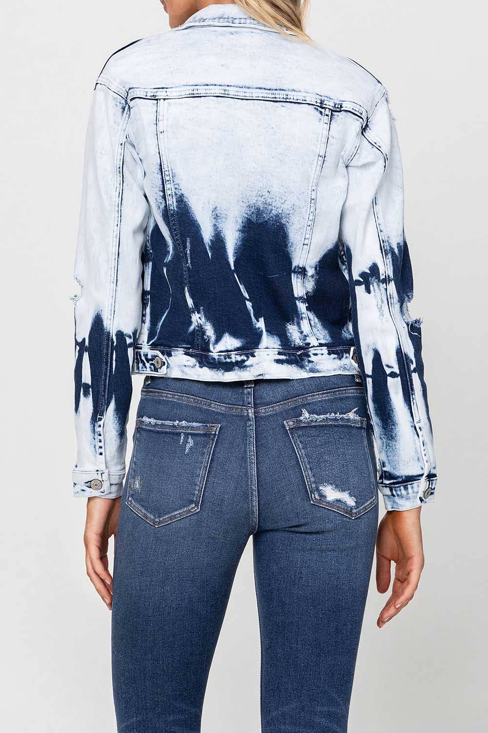 Second Wind CLASSIC TIE DYE CROPPED DENIM JACKET  V2297J for wholesale on Faire5