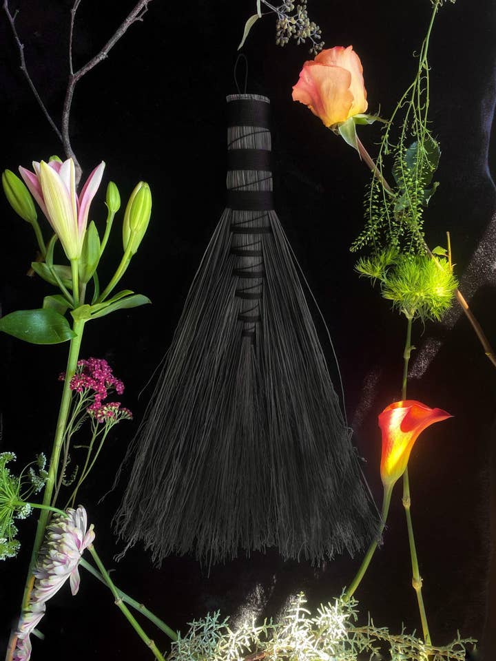 Hand Dyed, Specialty Hawk Tail Brooms for wholesale by Keven Craft Rituals LLC