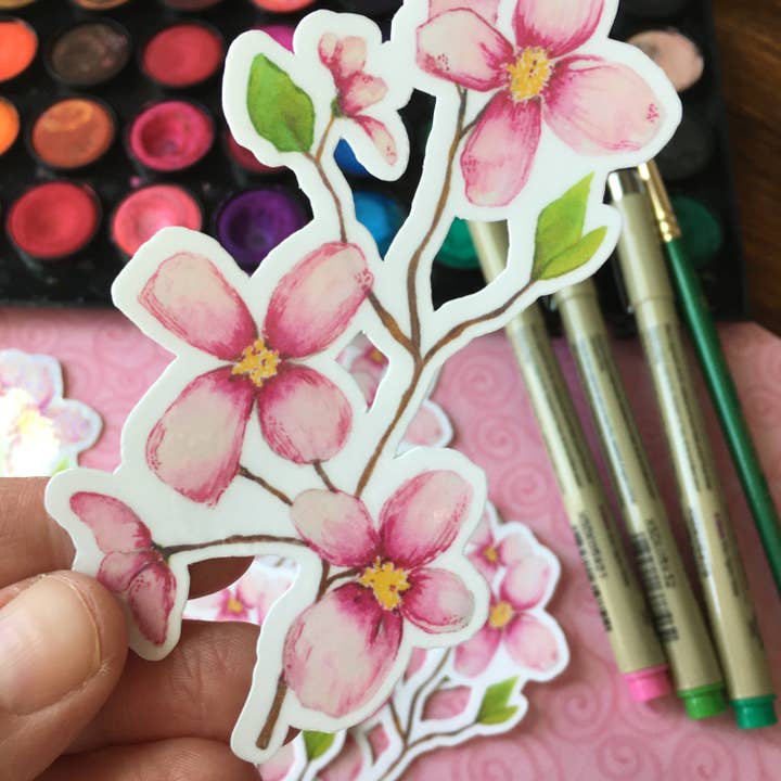 Magnolia Blooms Vattentät Klistermärke för wholesale av stickersbyjodi