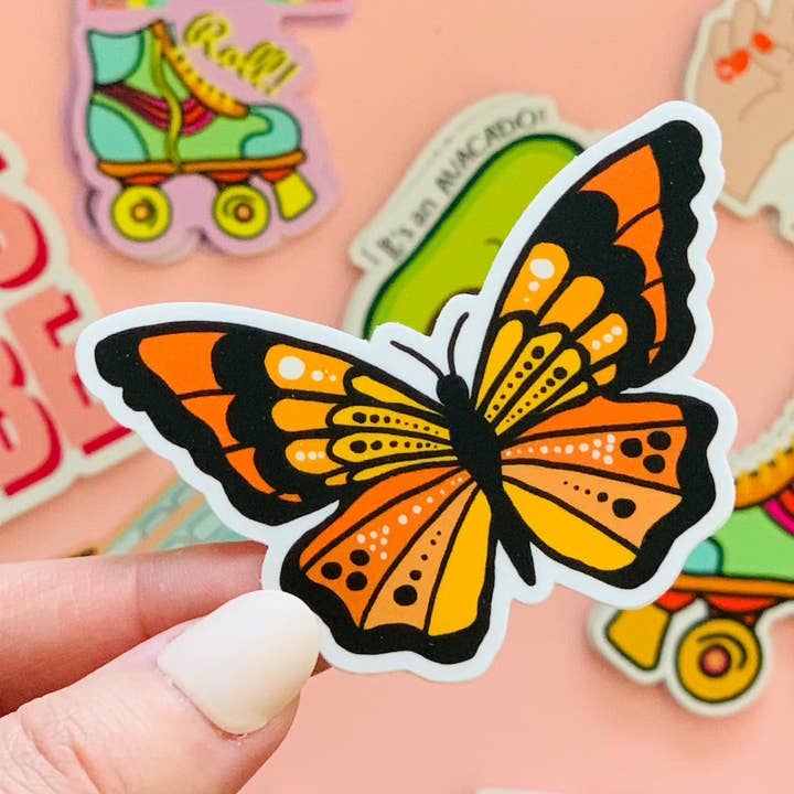 Orange Butterfly Sticker for wholesale by Peachy Keen by Design Co