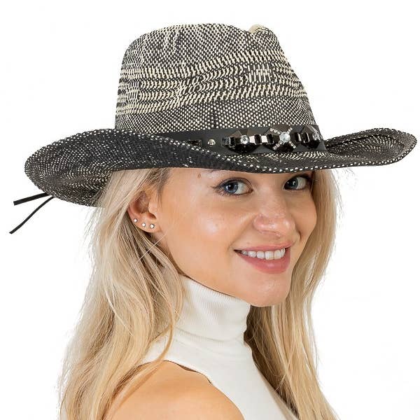 Cap Zone - Wholesale Cowboy Hat - Women's - Black Cream Ombre Tint Cowboy Hat