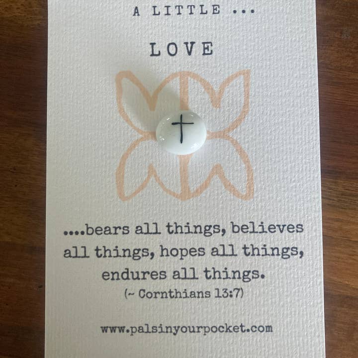 Pals in your Pocket - Wholesale Keepsake coin/token - Bible Verse| Scripture Cross Pebble and Card- Love0