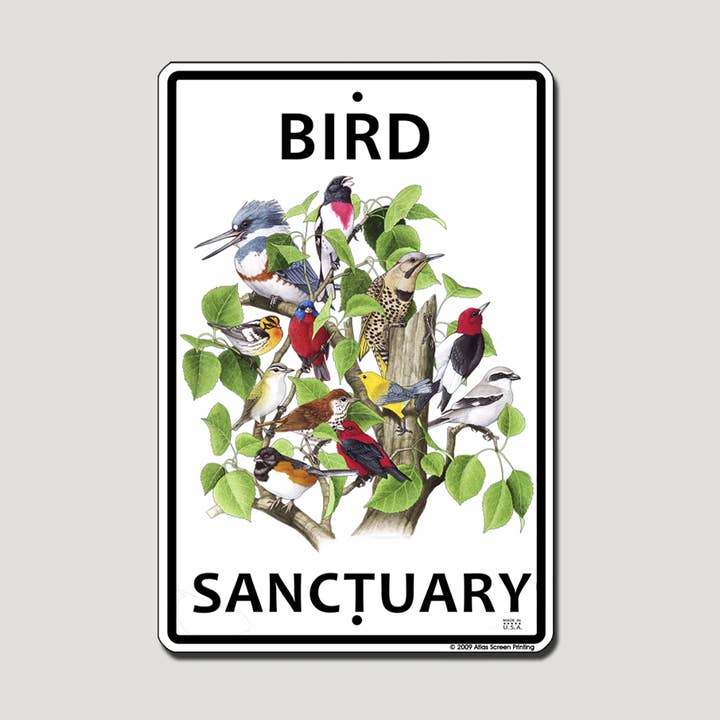 Bird Sanctuary 10" x 15" Aluminum Sign for wholesale by Atlas Screen Printing